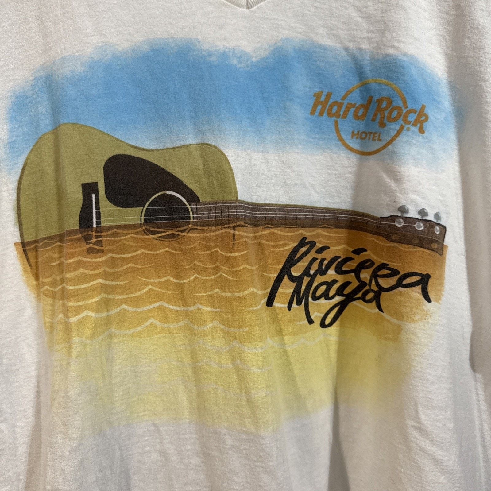 Hard Rock Cafe Hard Rock Hotel River Maya Guitar XL Young Men’s Fit V Neck Size US XL / EU 56 / 4 - 2 Thumbnail