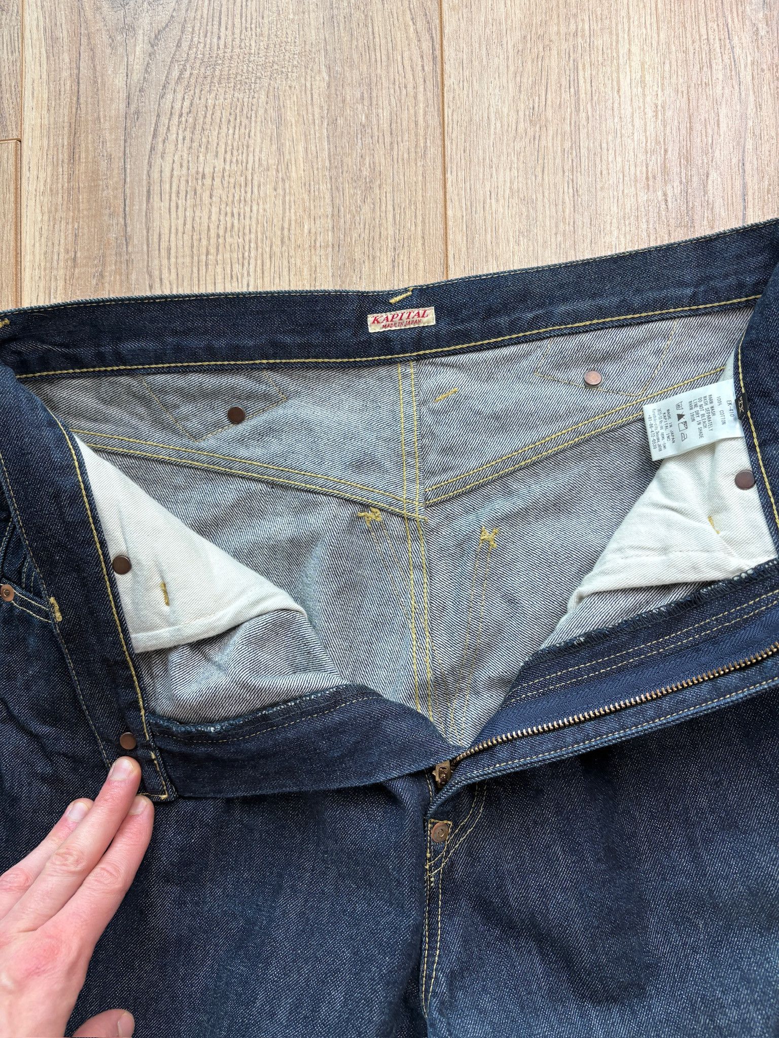 Kapital Denim Jeans Indigo Selvedge / Rope Detail Back Cinch