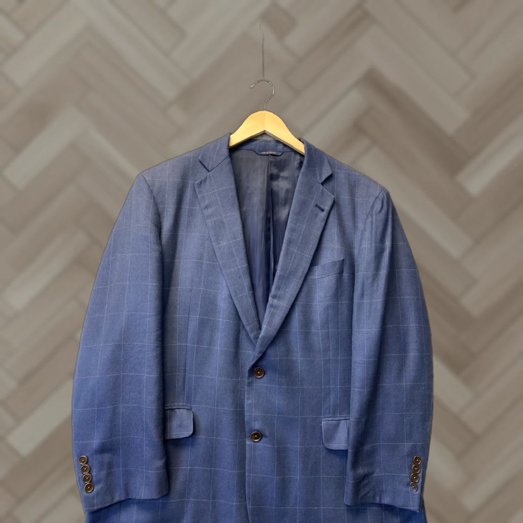 Brooks Brothers Brooks Brothers Blue Plaid Formal Wool Tuxedo Suit Jacket Regular Fit Men 42 43 Size 1357 Size 46R - 1 Thumbnail