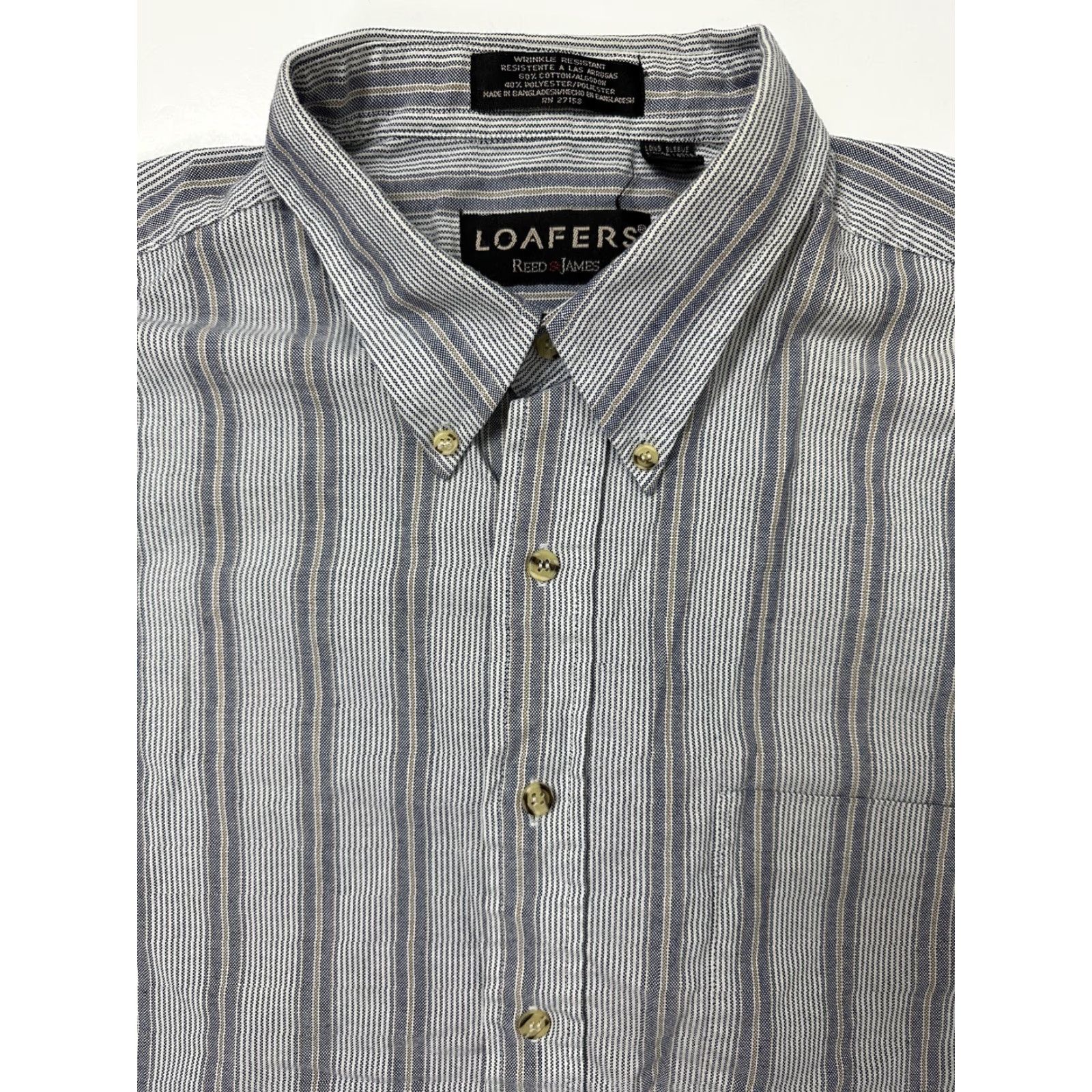 Vintage VINTAGE Reed St. James Oxford Shirt Men XLT TALL Navy Striped Wrinkle-Resistant Button Down Size US XL / EU 56 / 4 - 3 Thumbnail