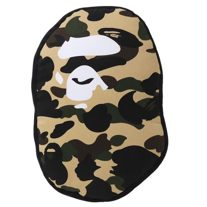 image of Bape 1St Camo Ape Head Cushion in Yellow, Men's