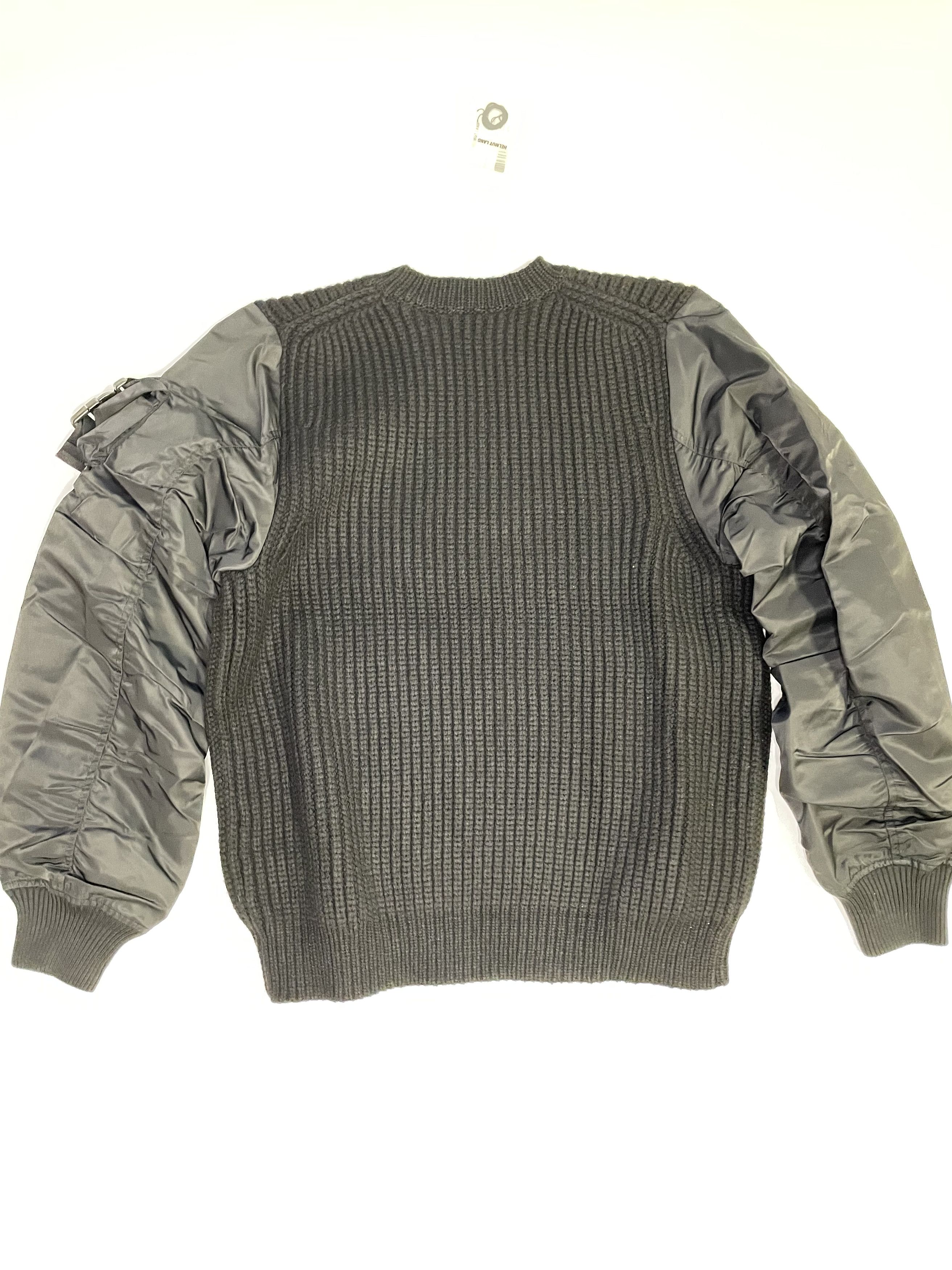 image of Helmut Lang Black Nylon Knit Sweater (1202), Men's (Size Medium)