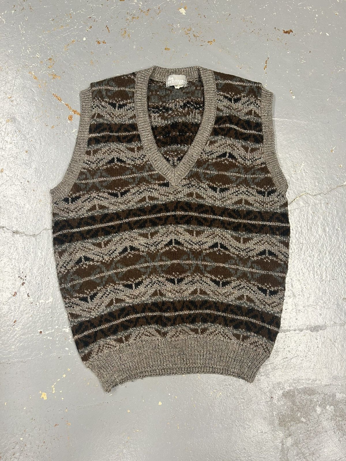 Vintage Crazy Vintage 90s Essential Brown Knit Sweater Vest Y2K Styl Size US L / EU 52-54 / 3 - 1 Thumbnail