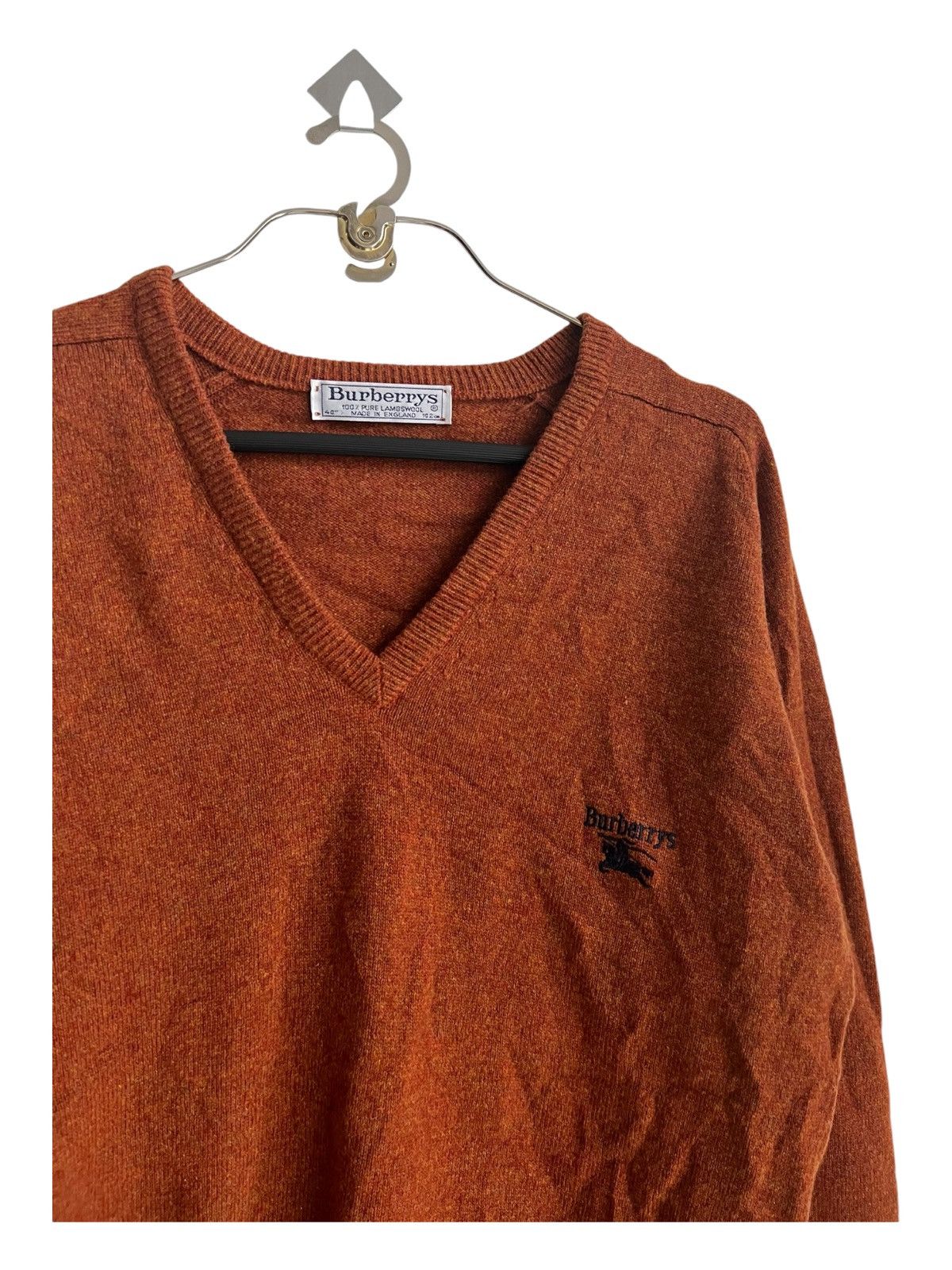 Burberry × Burberry Prorsum × Vintage Vintage 1990s Burberrys 🏴󠁧󠁢󠁥󠁮󠁧󠁿 Pure Lambswool V Neck Knit Sweater Size US M / EU 48-50 / 2 - 3 Thumbnail