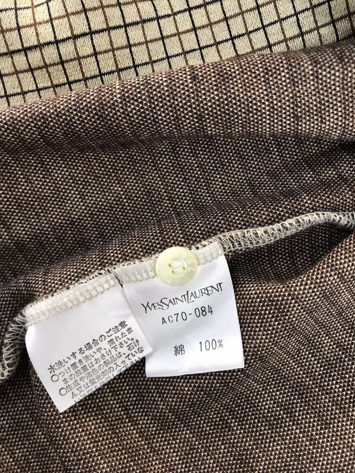 Vintage Yves Saint Lauren Single Pocket Checked Polo Printed Size US L / EU 52-54 / 3 - 7 Thumbnail