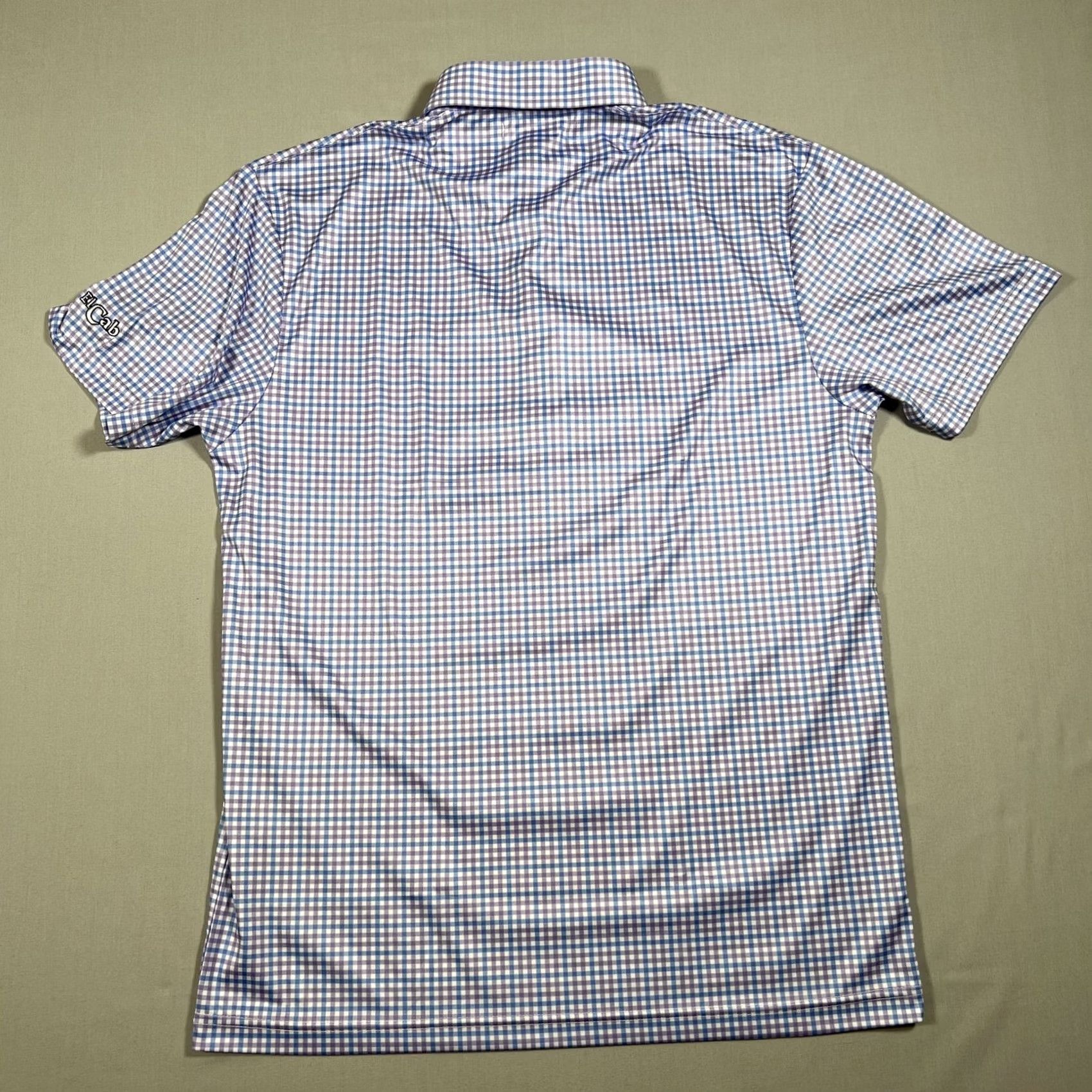 CO Collars & Co Golf Polo Shirt Mens Medium Blue Purple Gingham Check El Cab Size US M / EU 48-50 / 2 - 3 Thumbnail