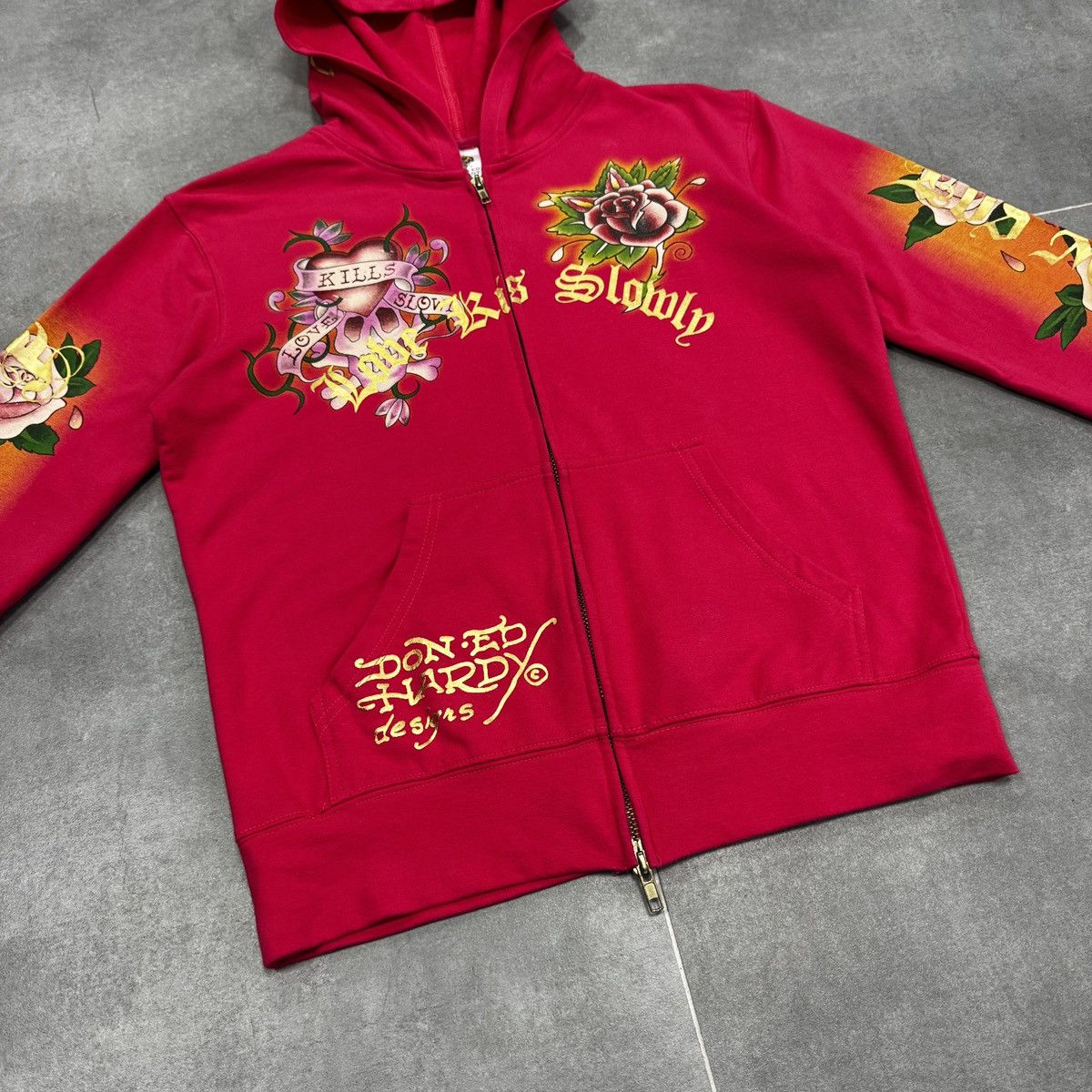 Ed Hardy Ed Hardy Christian Audigier Tattoo Skulls Roses Zip Hoodie Size L / US 10 / IT 46 - 6 Thumbnail