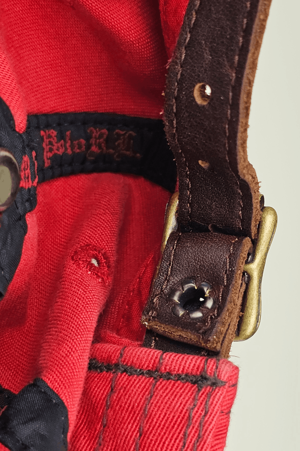 Polo Ralph Lauren 1990s Polo Sport Big-Spellout Cap - Red / Leather Strap Size ONE SIZE - 7 Thumbnail