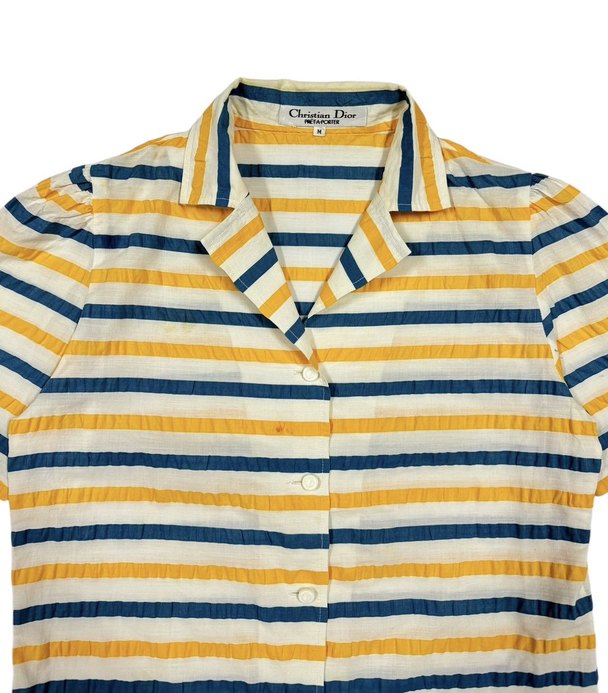 Christian Dior Monsieur × Vintage Vtg🔥Christian Dior Pret-A-Porter Striped Wrickle Shirt Size S / US 4 / IT 40 - 3 Thumbnail