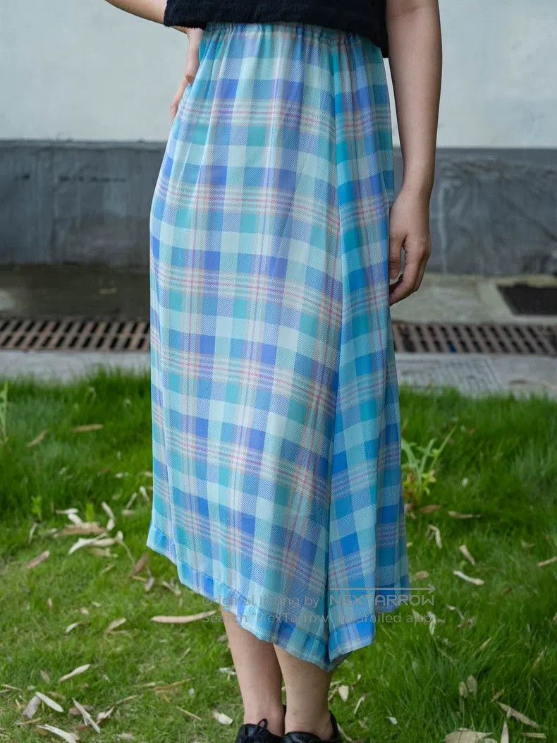 Comme des Garcons Comme Des Garcons Blue Check Transparent Pants Skirt Size 23" - 7 Thumbnail