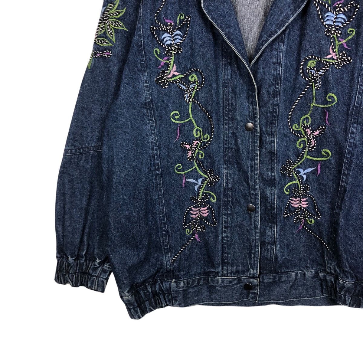Japanese Brand 📌Vintage Denim Jacket Unbranded Floral Embroidered Big Logo Size US M / EU 48-50 / 2 - 5 Thumbnail