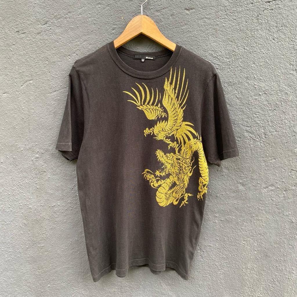 image of Designer Faded Windless Dragon Sukajan Tee in Black, Men's (Size Medium)
