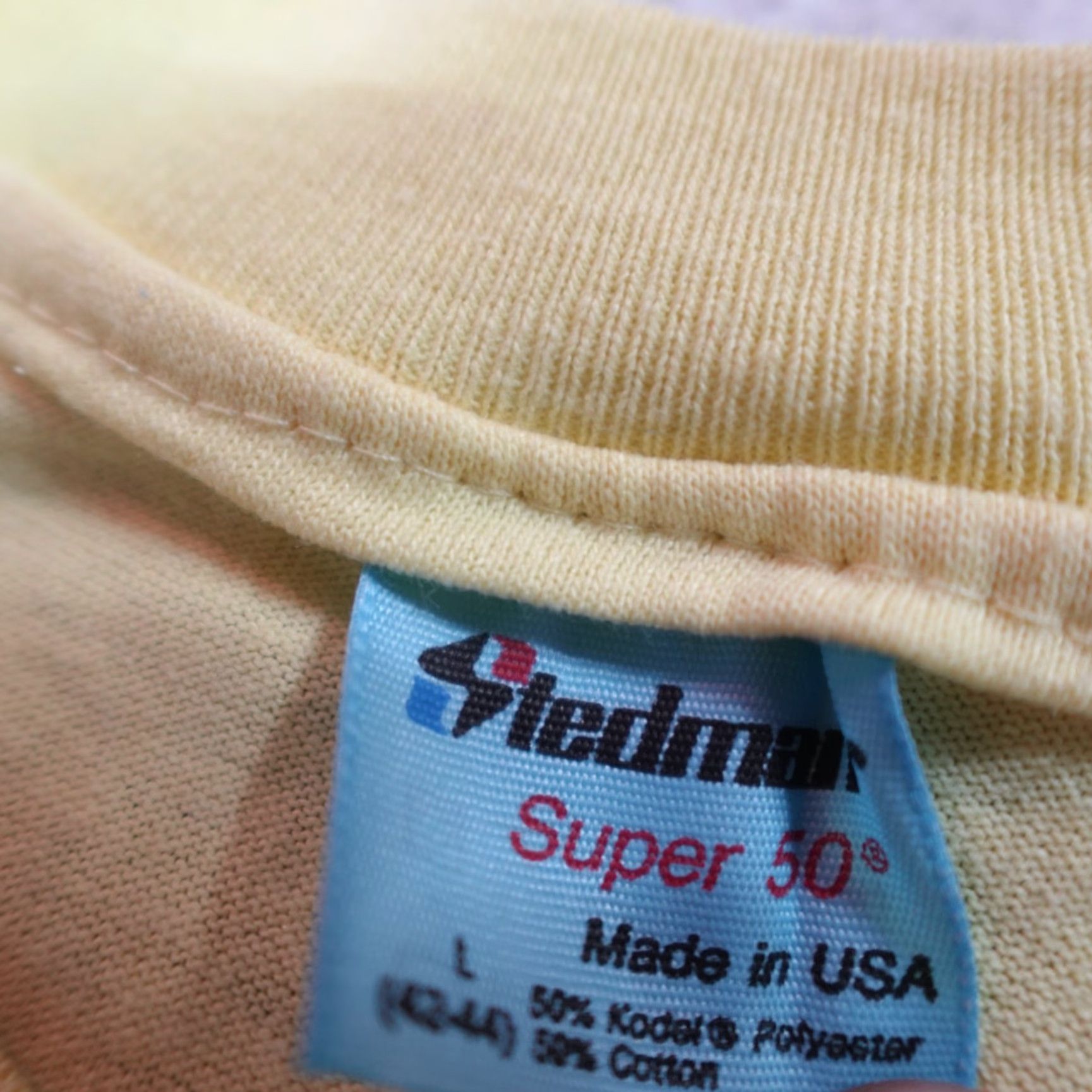 Vintage VINTAGE American Vintage Shirt Mens M Yellow Double-Sided Poop Stedman 1990s Cotton Blend Crew Neck Short Sleeve T-Shirt Size US M / EU 48-50 / 2 - 4 Thumbnail