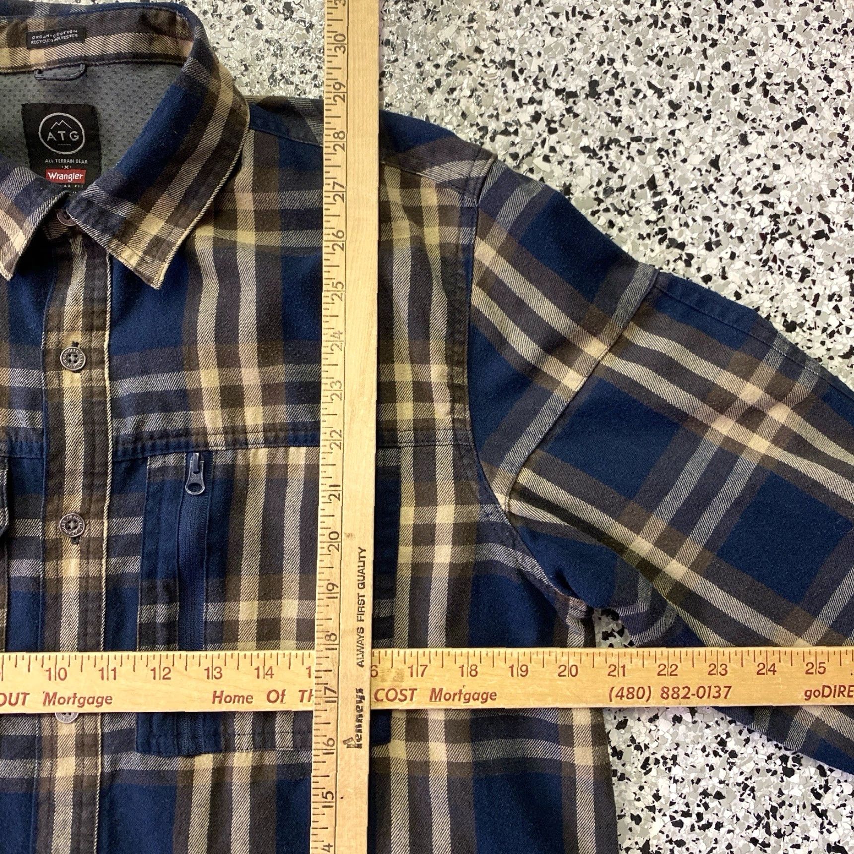 Wrangler Wrangler Shirt Men Blue Button-Up Long Sleeve Flannel Regular Fit Size M Casual Workwear Cotton Knit Pattern Plaid Pocketed Vintage: No Size US M / EU 48-50 / 2 - 2 Thumbnail