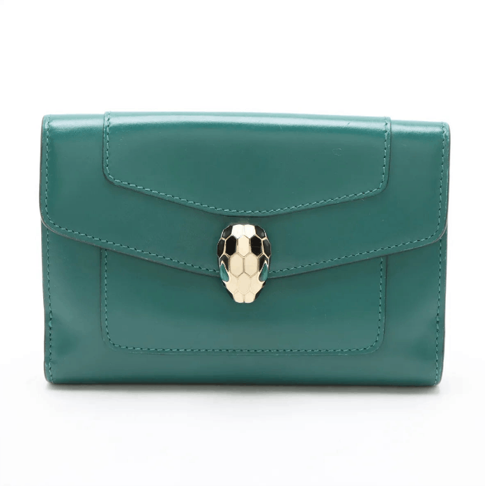 Bvlgari Serpenti Leather Compact Wallet Green x Purple Size ONE SIZE - 1 Thumbnail