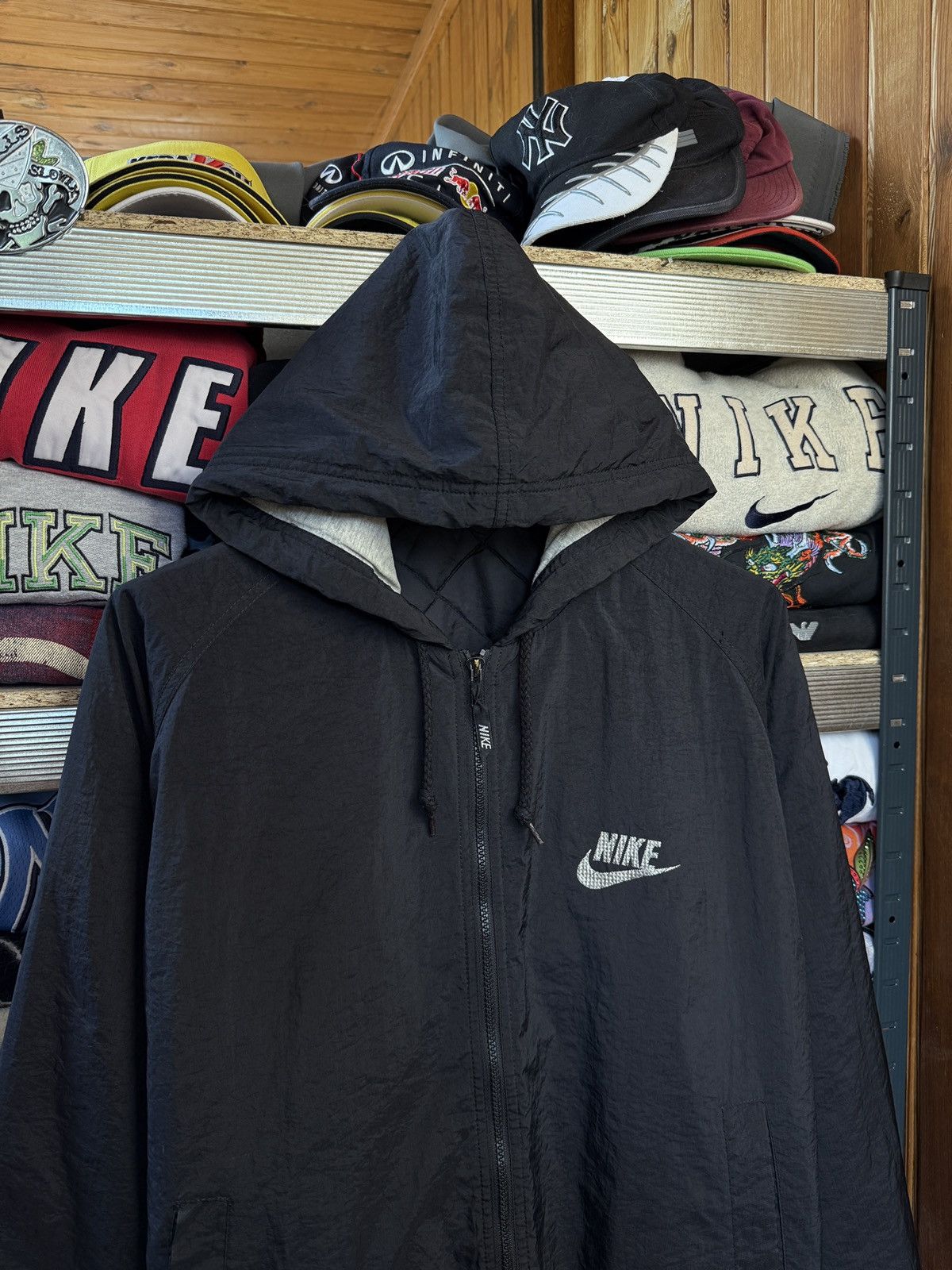 Nike × Vintage 90s Nike Vintage Nylon Track Jacket Big Swoosh Size US M / EU 48-50 / 2 - 3 Thumbnail