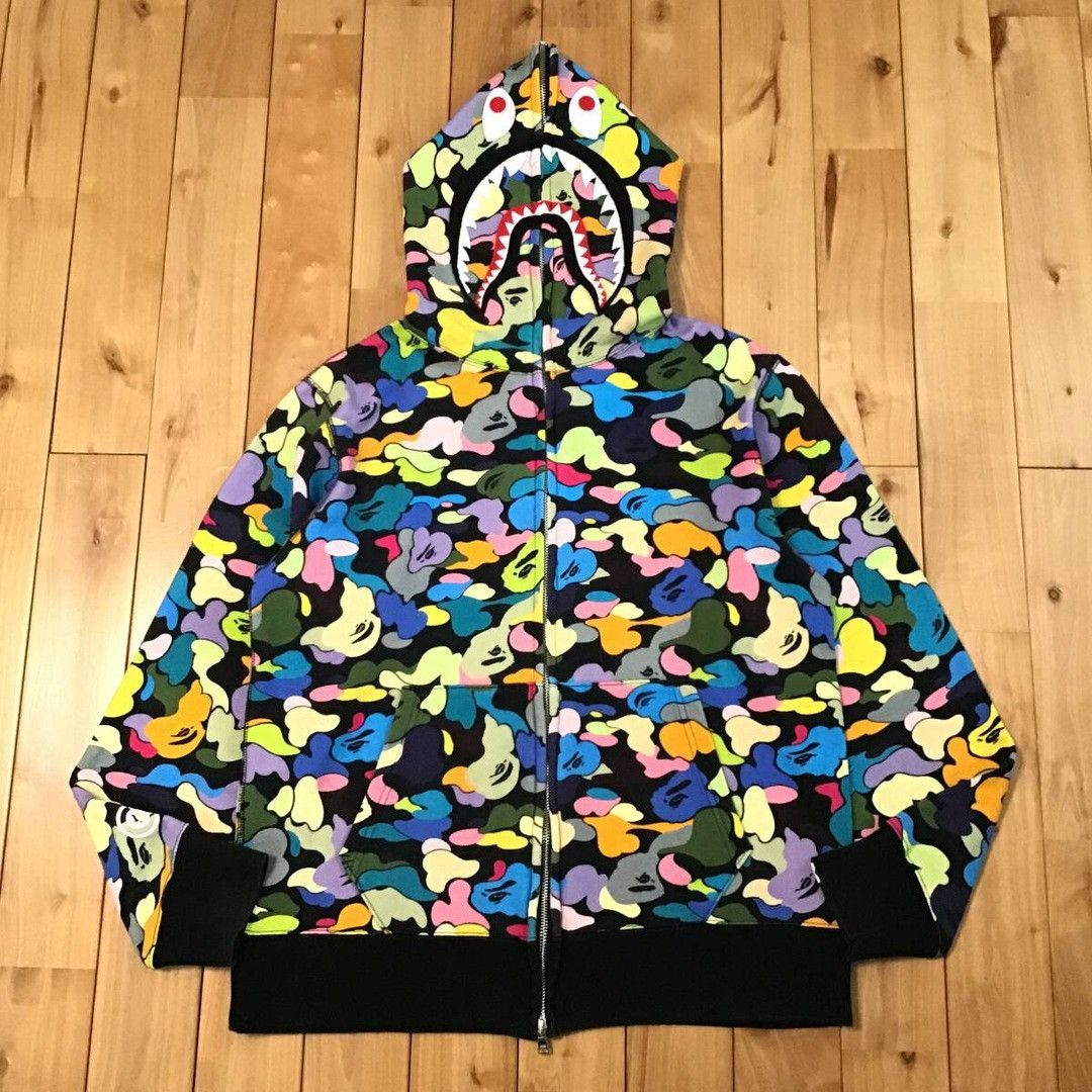 Bape BAPE Multi camo WGM shark full zip hoodie a bathing ape Size US XL / EU 56 / 4 - 1 Thumbnail