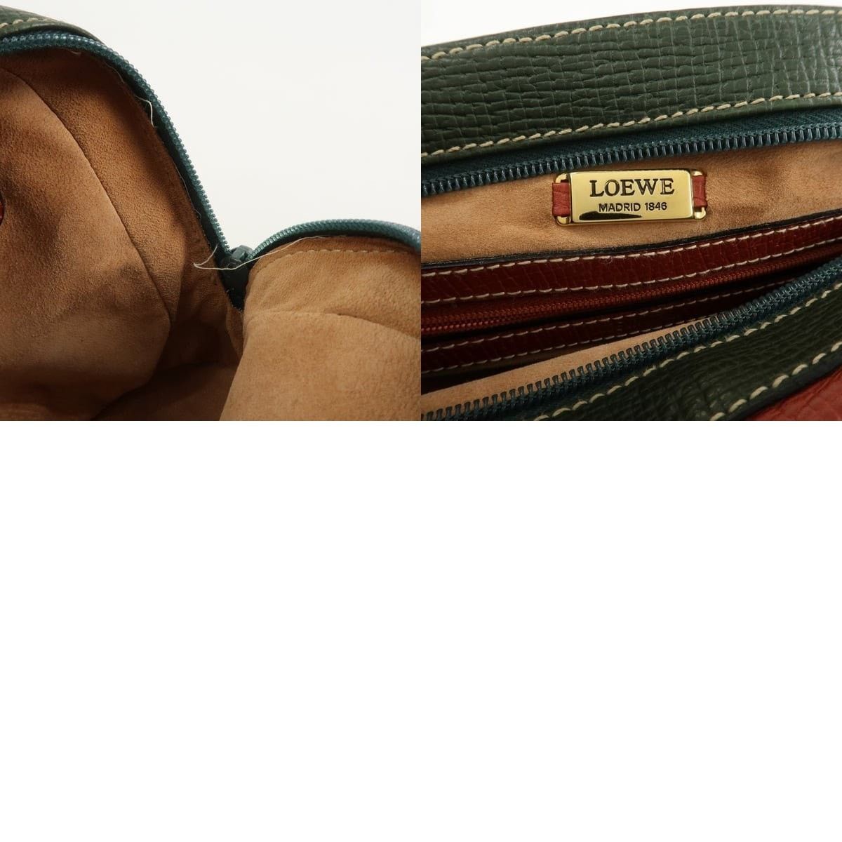 Loewe Loewe Embossed Leather Shoulder Bag Brown and Green Size ONE SIZE - 8 Thumbnail