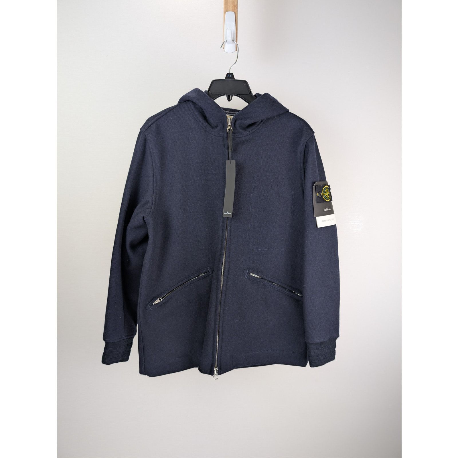 Stone Island o1rshd1 Panno Speciale Hoodie Jacket in navy blue wool blend Size US L / EU 52-54 / 3 - 8 Thumbnail