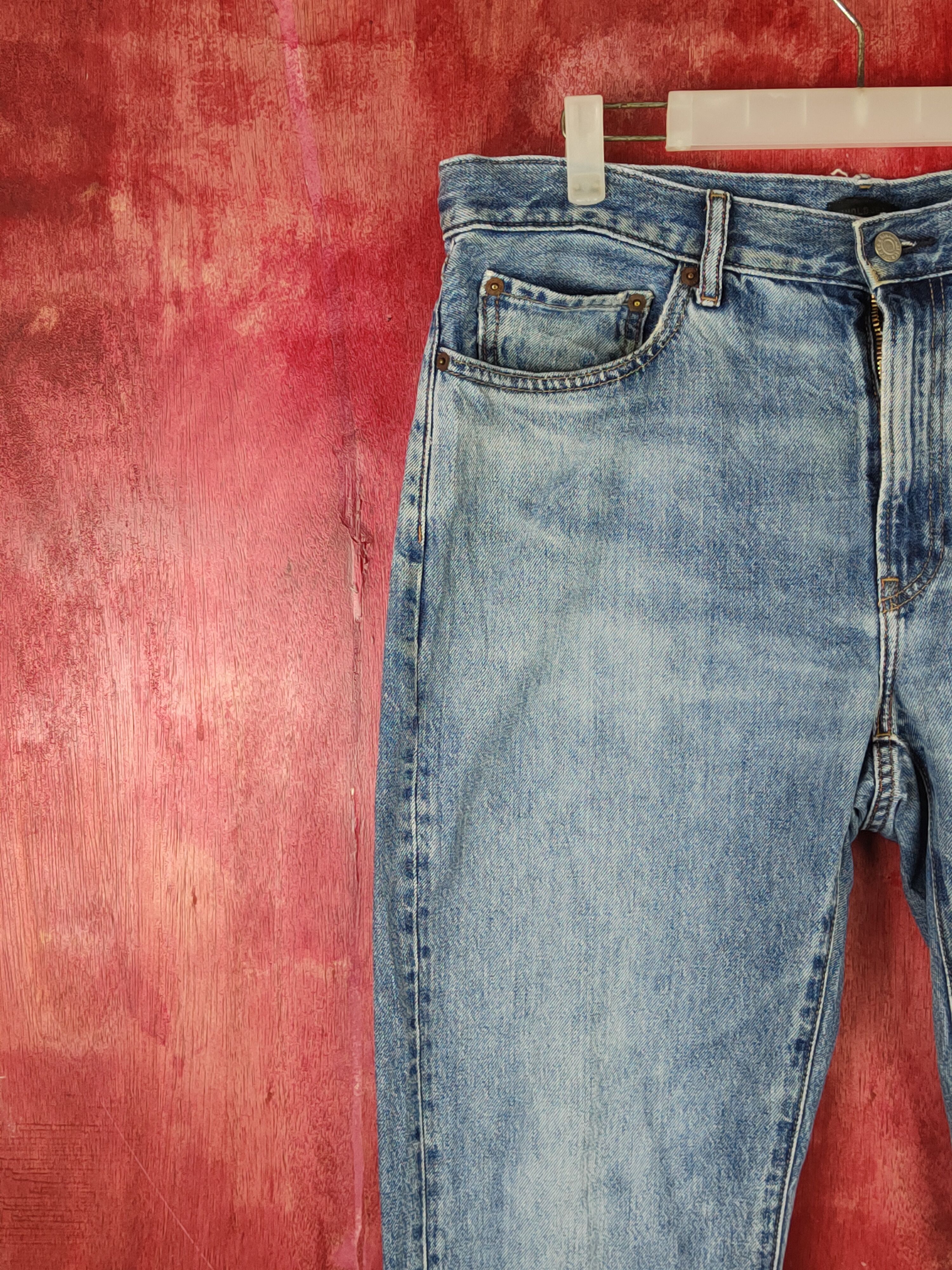 Japanese Brand Uniqlo Blue Faded Distressed Ripped Jeans #S1661 Size US 34 / EU 50 - 3 Thumbnail