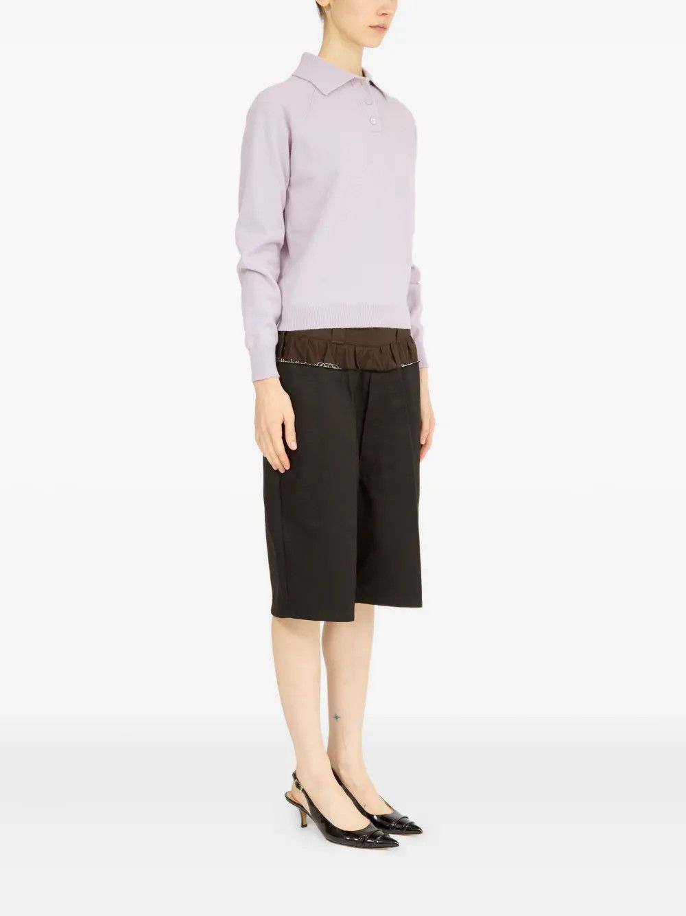 Maison Margiela o1w1db10526 Wool Polo Shirt in Violet Size S / US 4 / IT 40 - 3 Thumbnail