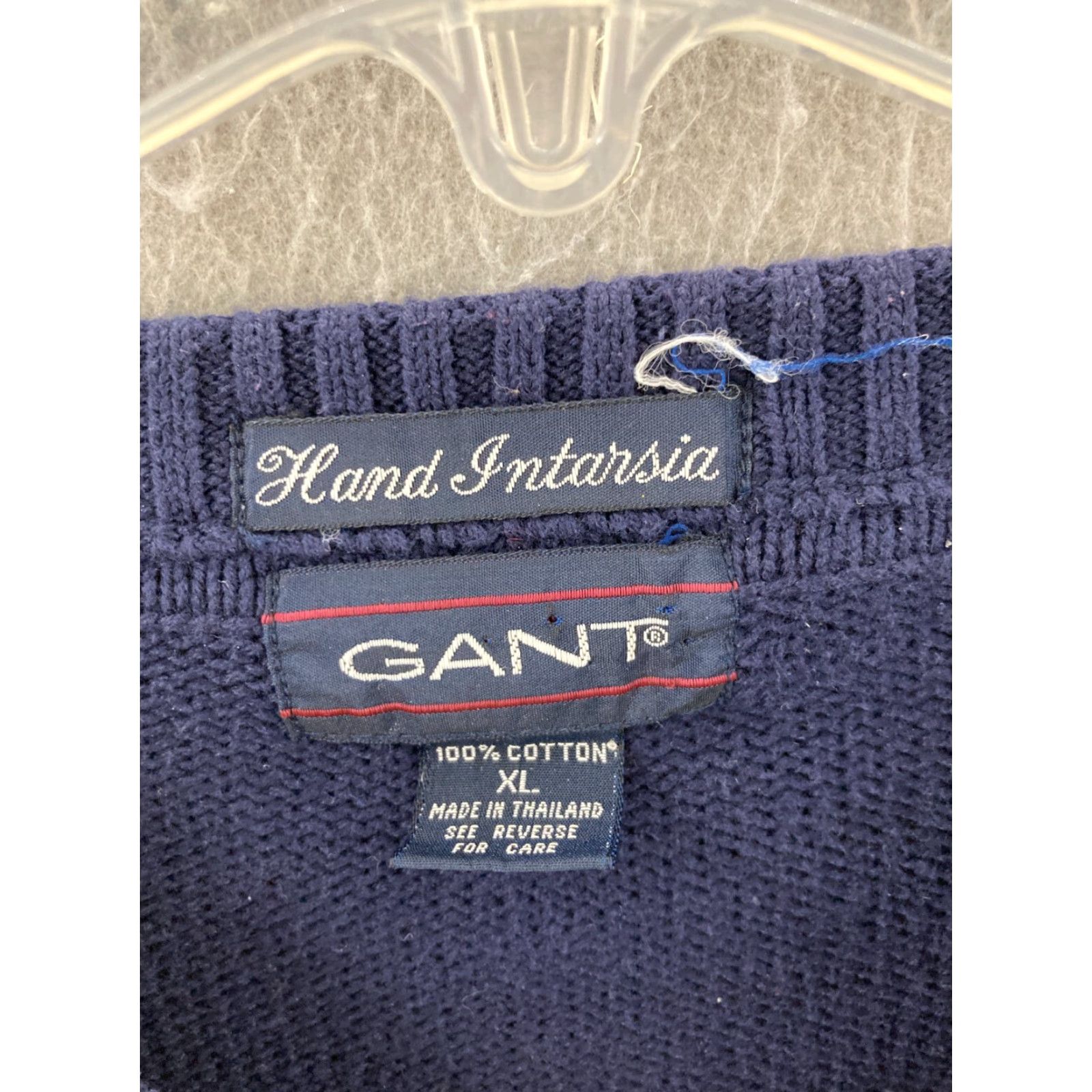 Gant GANT Sweater Mens XL Hand Intarsia Vertical Stripes Shield Shirt? Size US XL / EU 56 / 4 - 5 Thumbnail