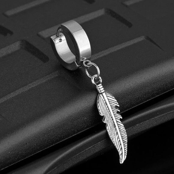 Other 1Pc Stainless Steel Unisex Drop Earring (Silver) Size ONE SIZE - 1 Thumbnail