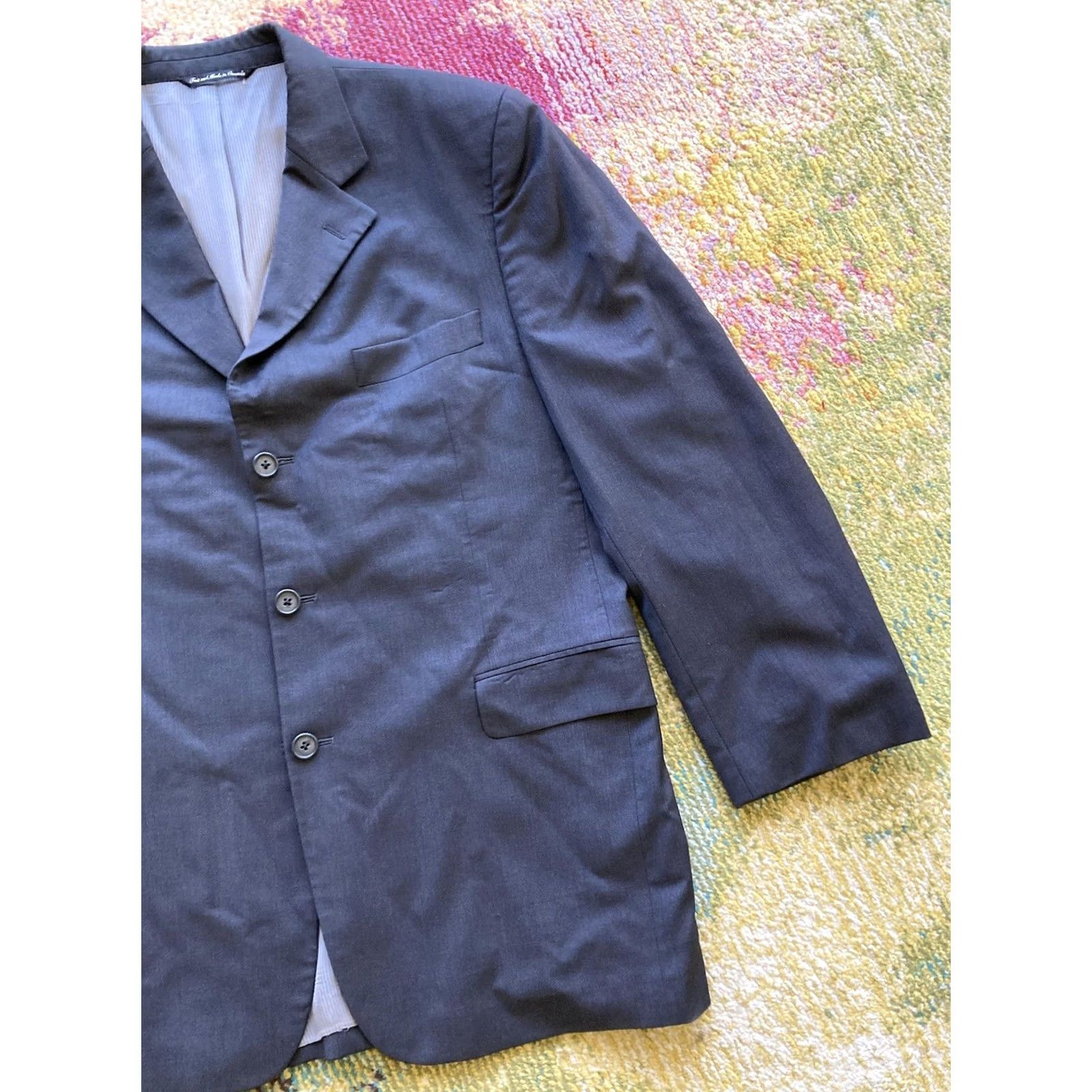 Jack Victor Jack Victor Mens 41R Charcoal Gray Wool 3 Button Jacket Size 42R - 3 Thumbnail