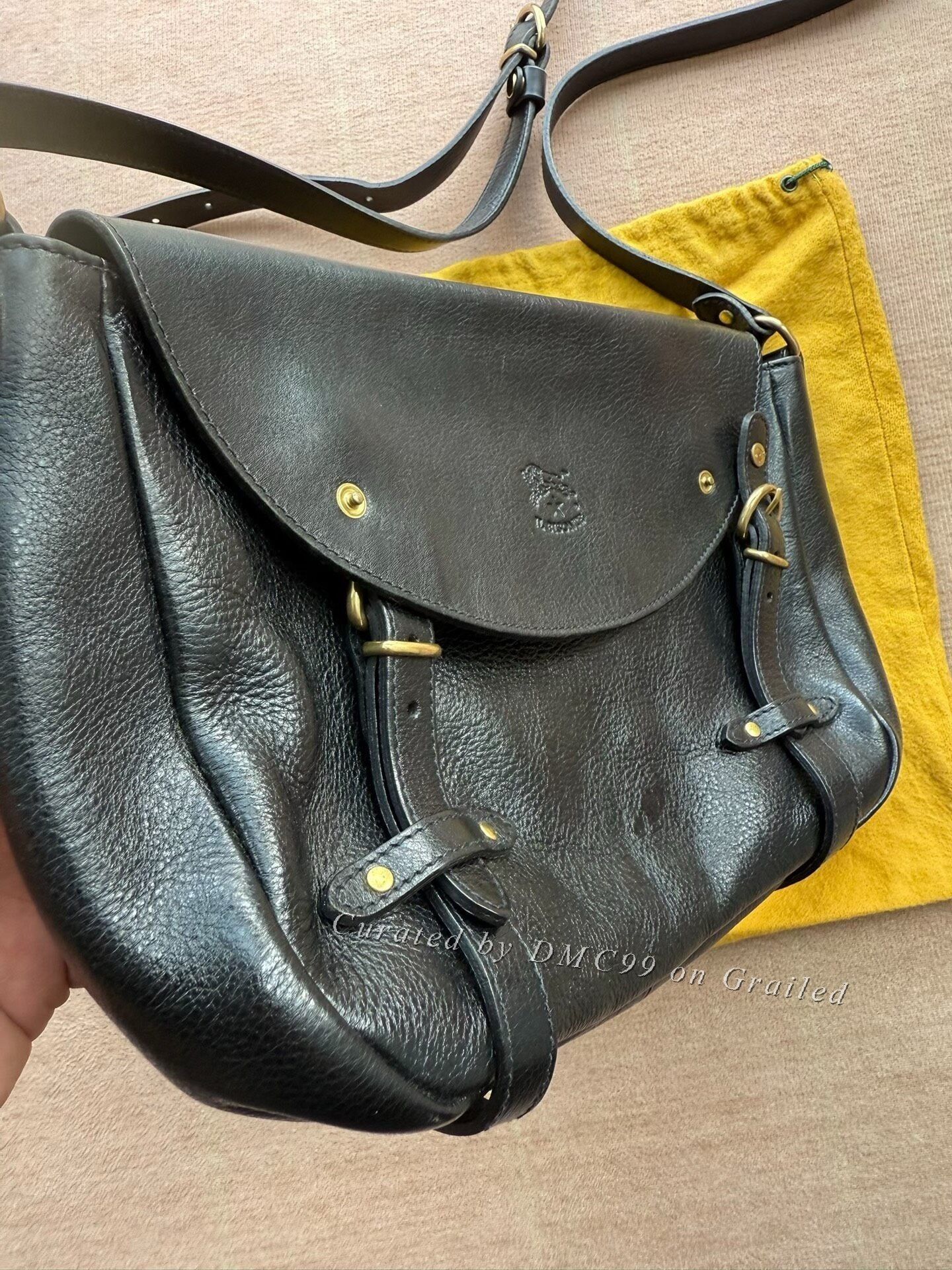 Ilbisonte Black Leather Shoulder Crossbody Bag, Men's — image 3 of 6