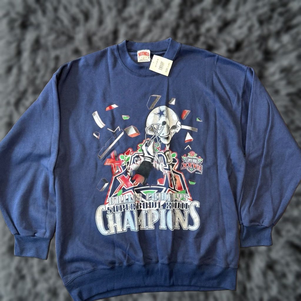 Nutmeg VINTAGE Nutmeg Cowboys XXVII Sweatshirt Mens XL Blue 90s Graphic Print Pullover NWT Size US XL / EU 56 / 4 - 1 Thumbnail