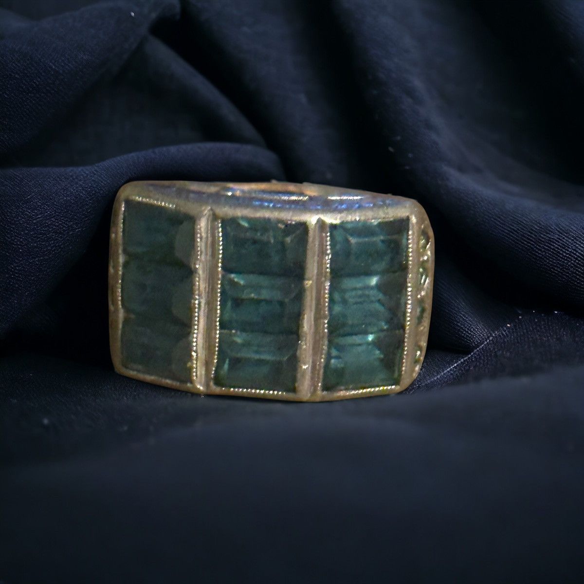 Vintage Vintage aqua baguette stones ring Size ONE SIZE - 1 Thumbnail