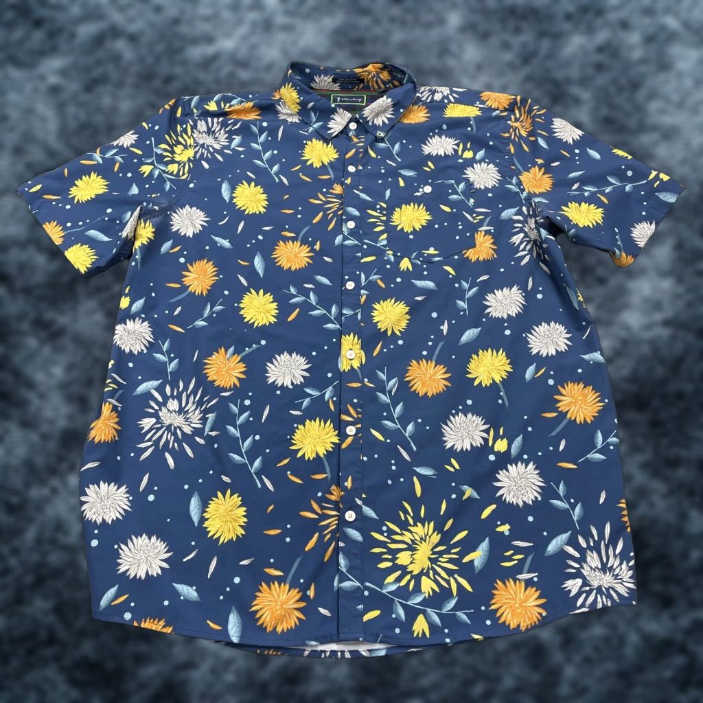 Vintage William Murray Shirt Mens 2XL Blue Floral Camp Collar Stretch Golf Summer Size US XXL / EU 58 / 5 - 1 Thumbnail