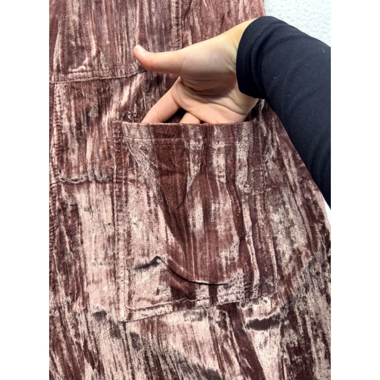 Vintage Natural Life Velvet Overalls Brown Size S Womens One-Piece Pockets Wide-Leg Size 28" / US 6 / IT 42 - 3 Thumbnail