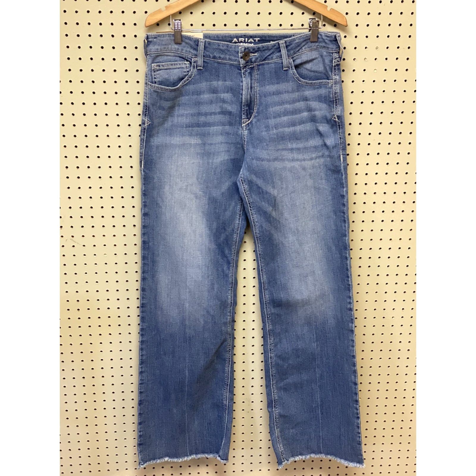 Ariat Ariat Jeans Mens 33” W 34” L Bombshell Perfect Rise Frayed Cuff Denim Straight Blue Denim 34” L Size US 33 - 2 Thumbnail
