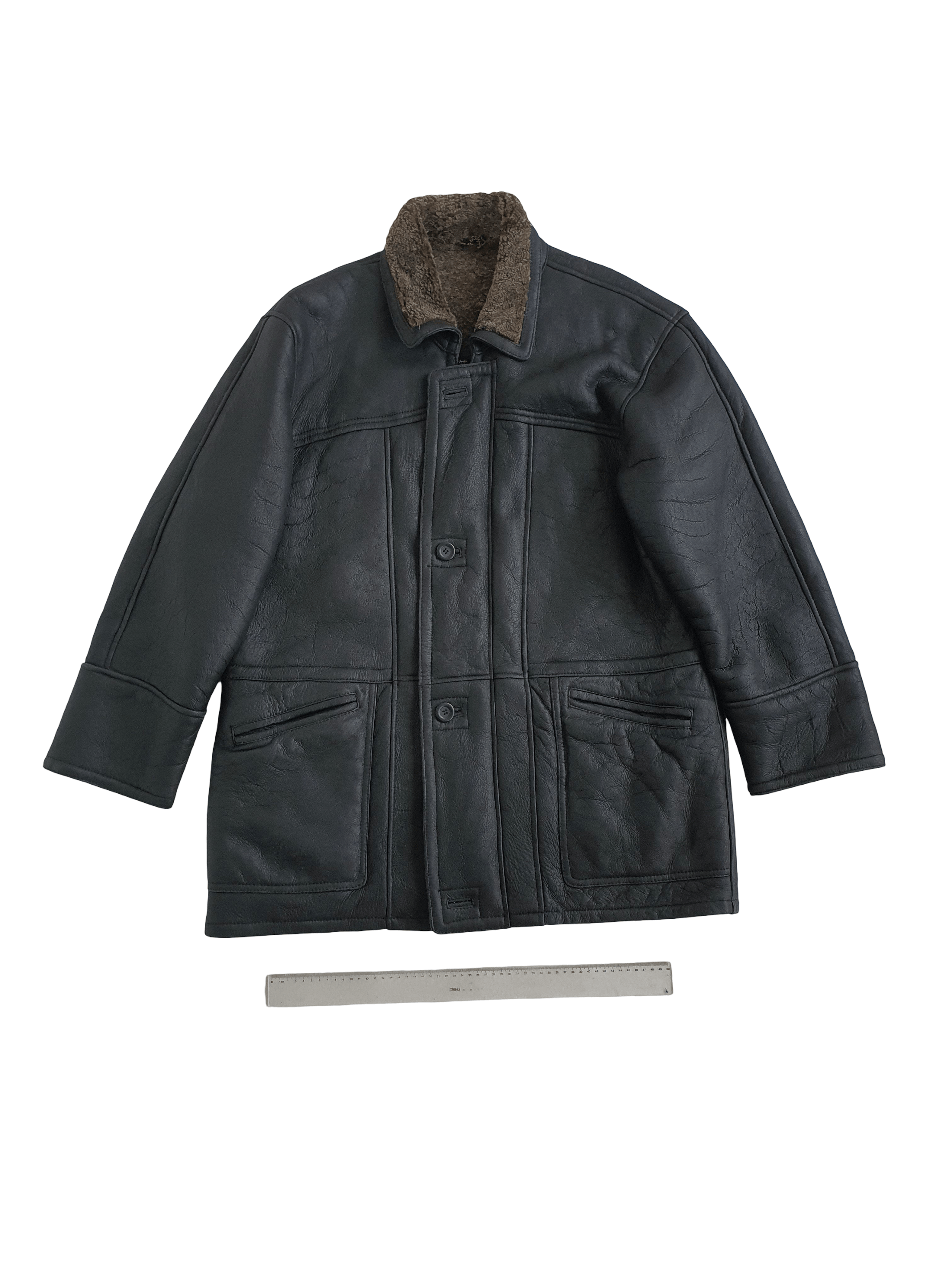 Genuine Leather Heavy Lined Shearling Leather Jacket 3/4 Car Coat - Sz EU 56 Size US XL / EU 56 / 4 - 1 Thumbnail