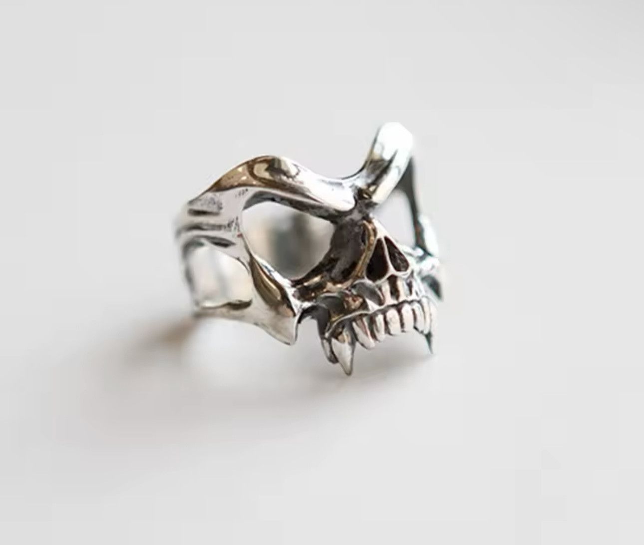 Jewelry × Vintage 925 Sterling Silver Skeleton Head Punk ​Ring Size ONE SIZE - 3 Thumbnail