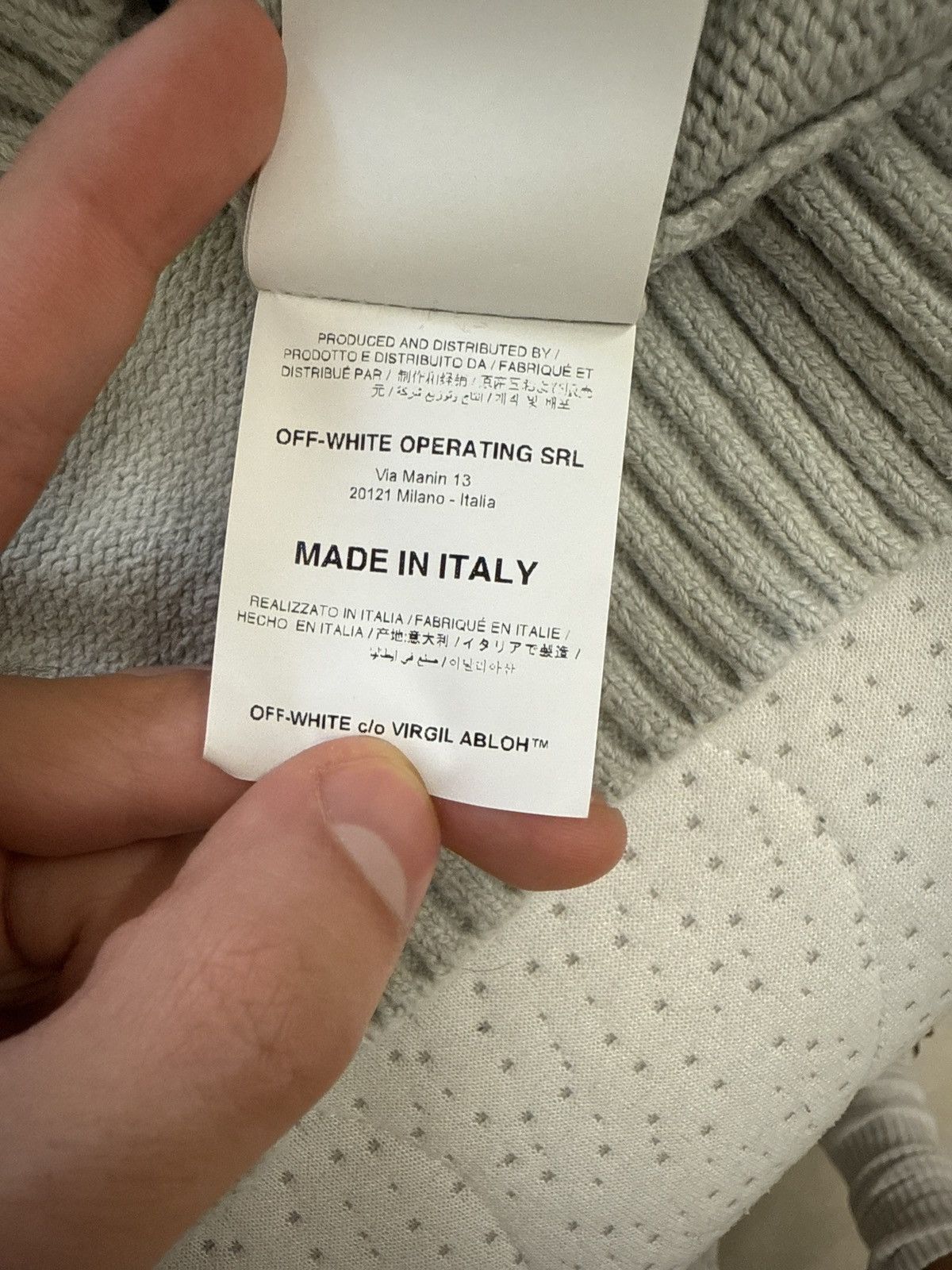 Off-White Maglione Off-White "Diagonals" Knit Sweater – Grigio Chiaro– Size US L / EU 52-54 / 3 - 1 Thumbnail
