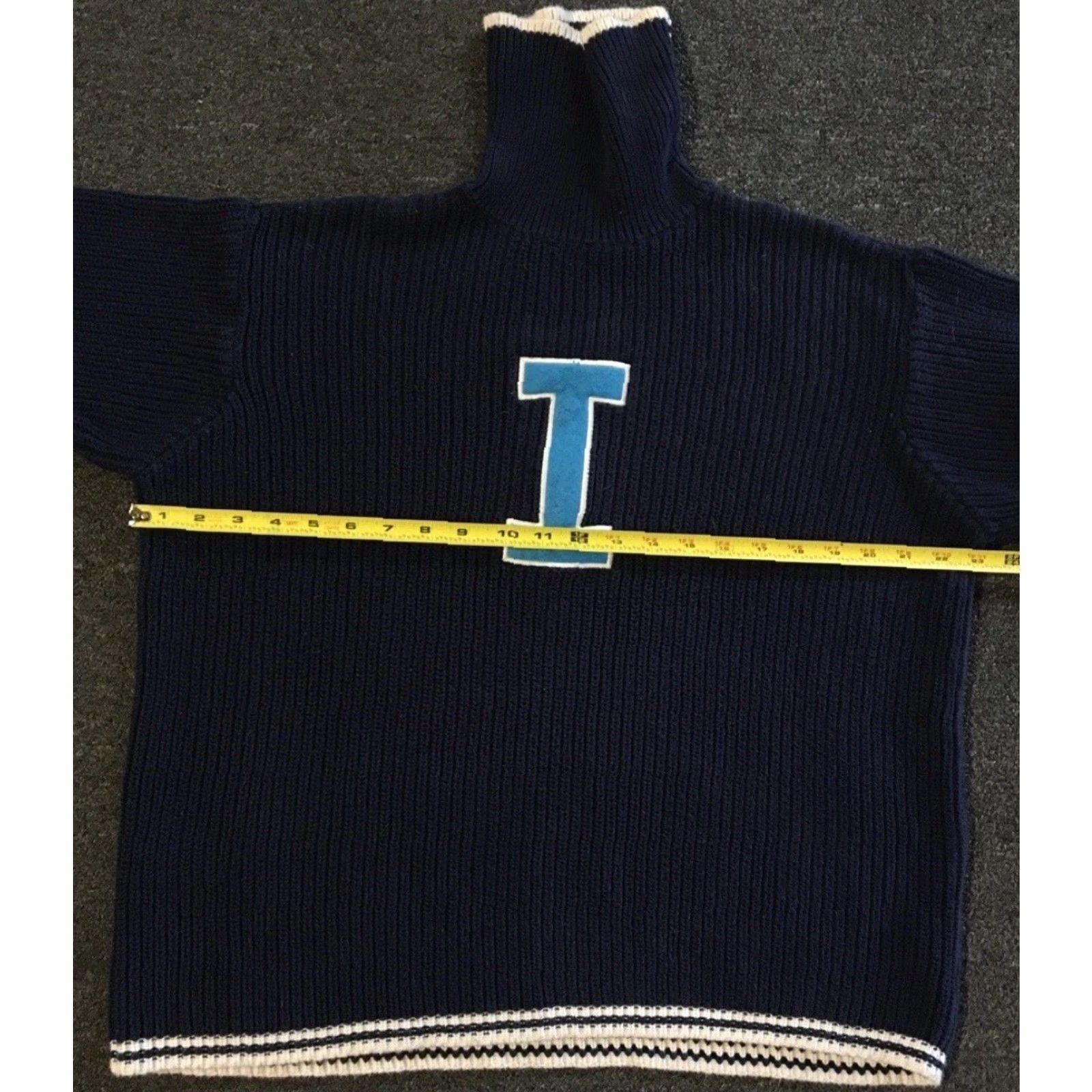 Izod VINTAGE IZOD Varsity Knit Sweater M Blue Stripe Heart 90s 80s University Track & Field Women Pullover Sweater Size M Mens Womens Girls Boys Size M / US 6-8 / IT 42-44 - 5 Thumbnail