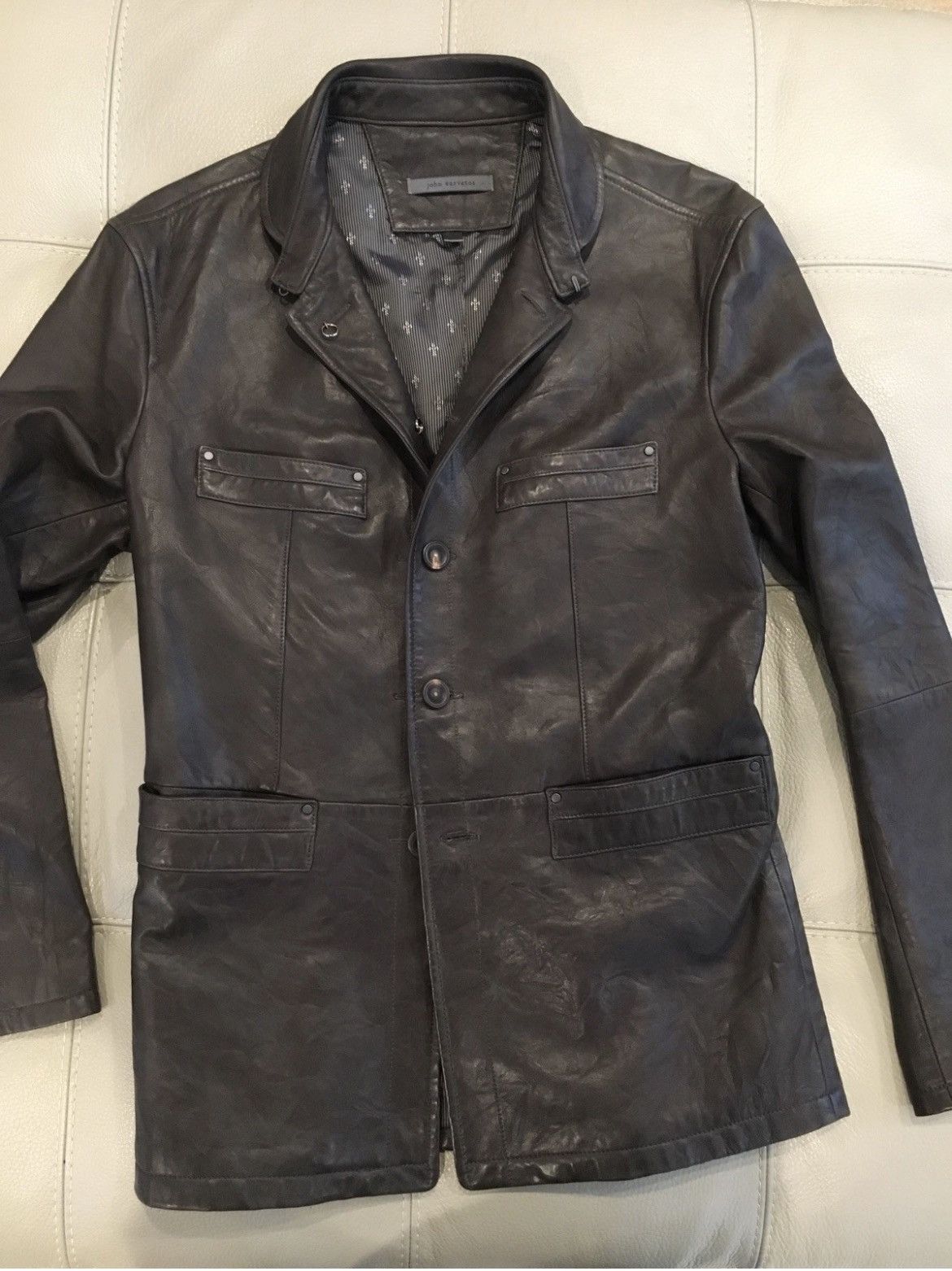 John Varvatos Vintage inspired Leather Jacket EU 46 USA 36. Size US S / EU 44-46 / 1 - 8 Thumbnail