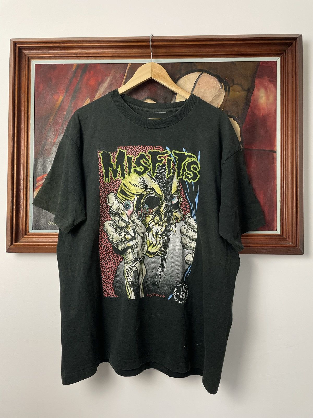 image of Band Tees x Misfits Vintage 1990 Misfits Pushead Print OG 90's Band Punkrock in Black (Size XL)