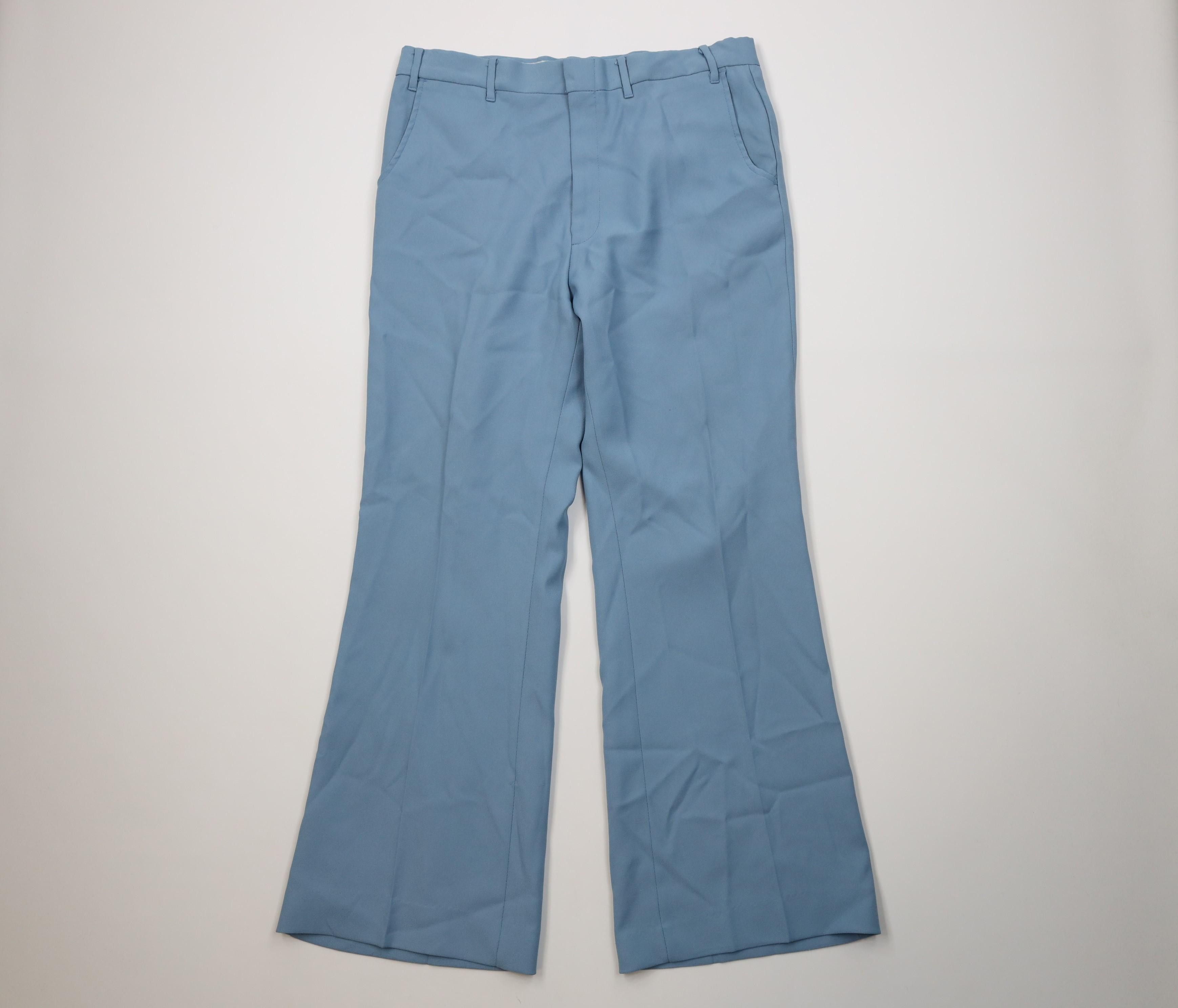 Vintage Vintage 70s Streetwear Bell Bottoms Chino Pants Blue USA Size US 34 / EU 50 - 1 Thumbnail