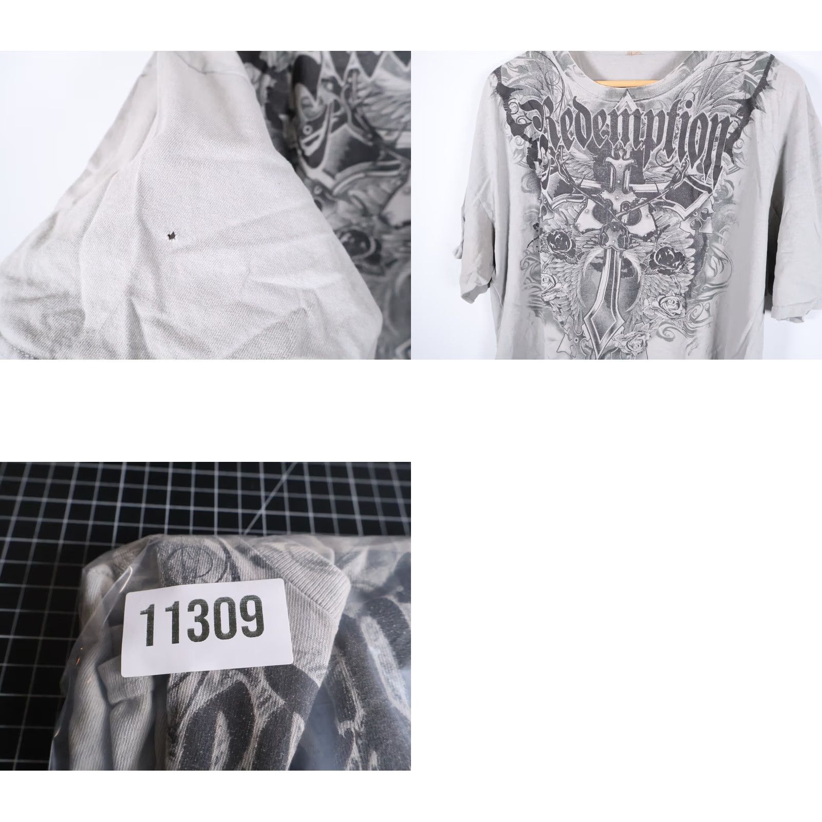 Affliction VINTAGE Redemption Wings T-Shirt Men 2XL Gray Affliction Style Distressed VTG Y2K MMA Clothing Graphic Print Short Sleeve Crew Neck Rock Skull Tribal Size US XXL / EU 58 / 5 - 9 Thumbnail