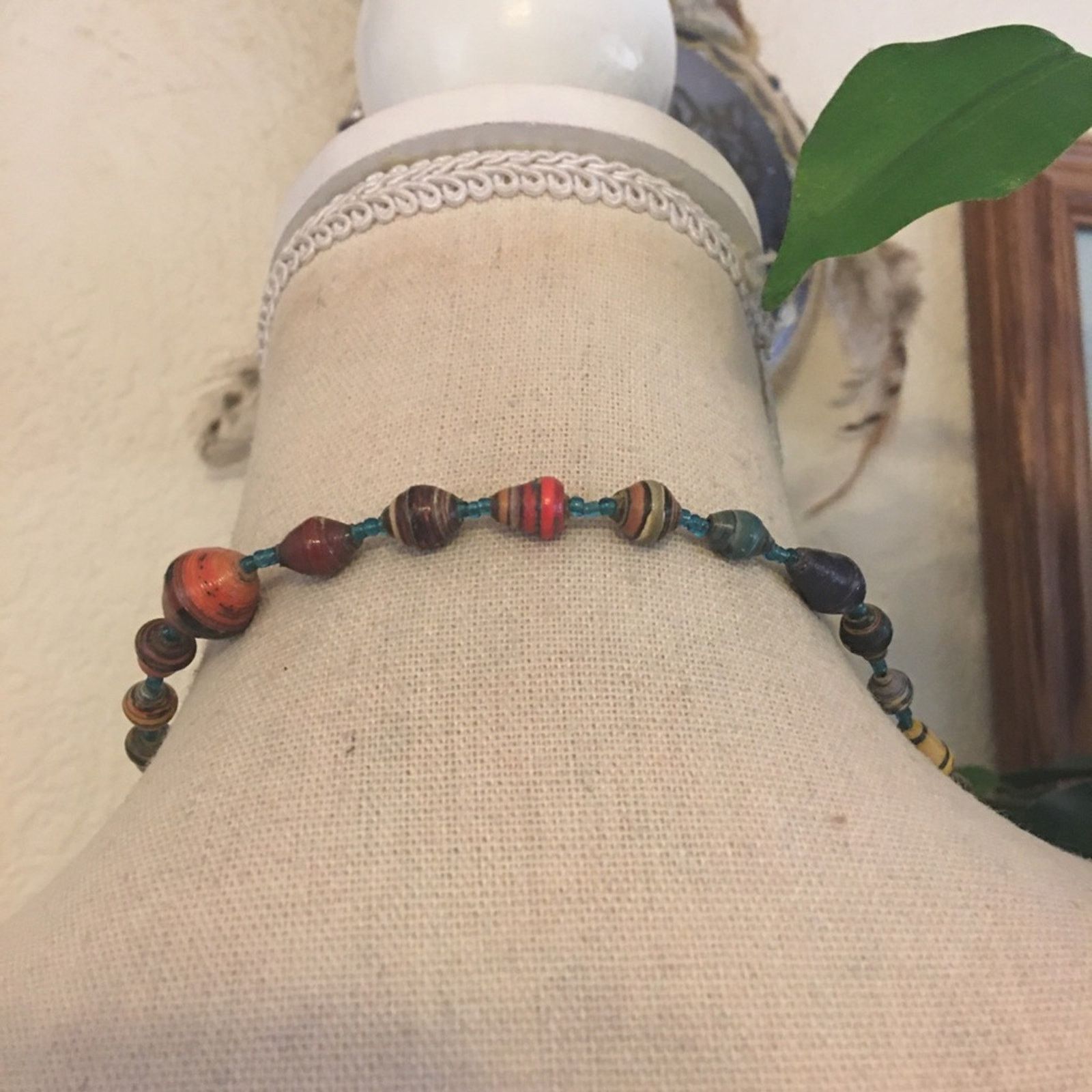 Other Hand crafted resin coated paper bead long necklace Size ONE SIZE - 5 Thumbnail