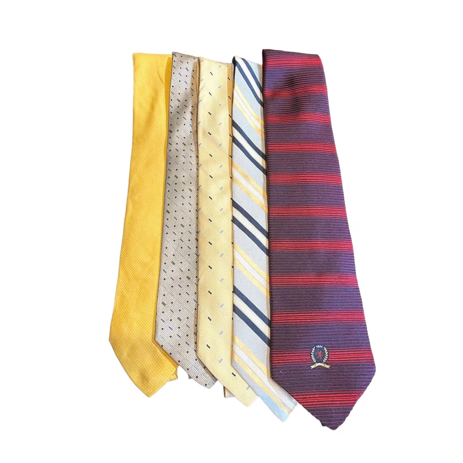 Tommy Hilfiger VINTAGE Tommy Hilfiger Tie Slik Lot Of 5 Made In USA Red, Blue & Yellow, 100% Silk, Striped, Classic Length, Clip, Men, Preppy Size ONE SIZE - 2 Thumbnail
