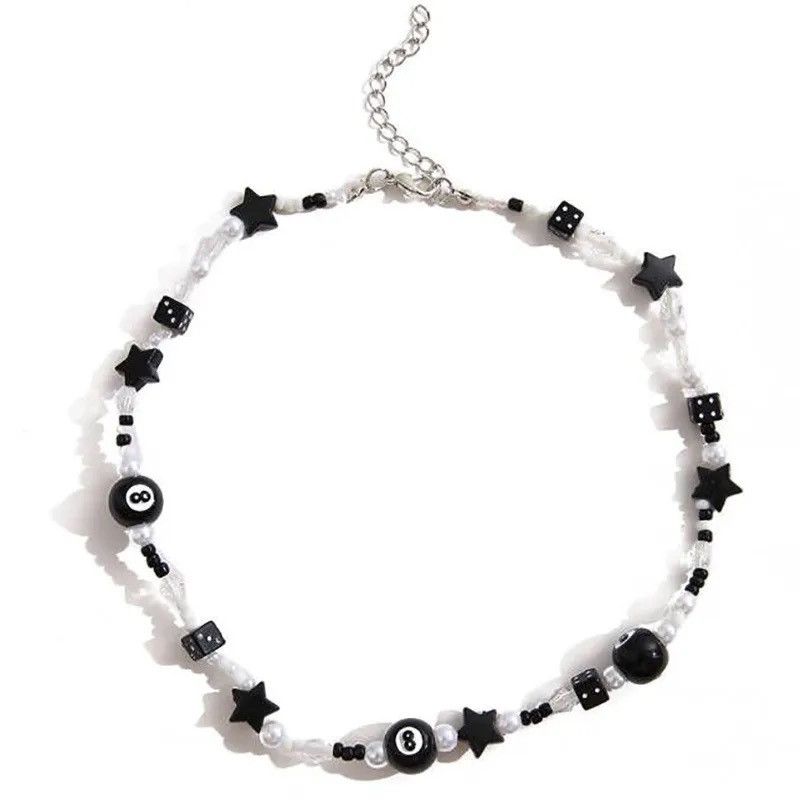 Jewelry 8 Beaded Initial Letters Pendant Chain Necklace Size ONE SIZE - 4 Thumbnail