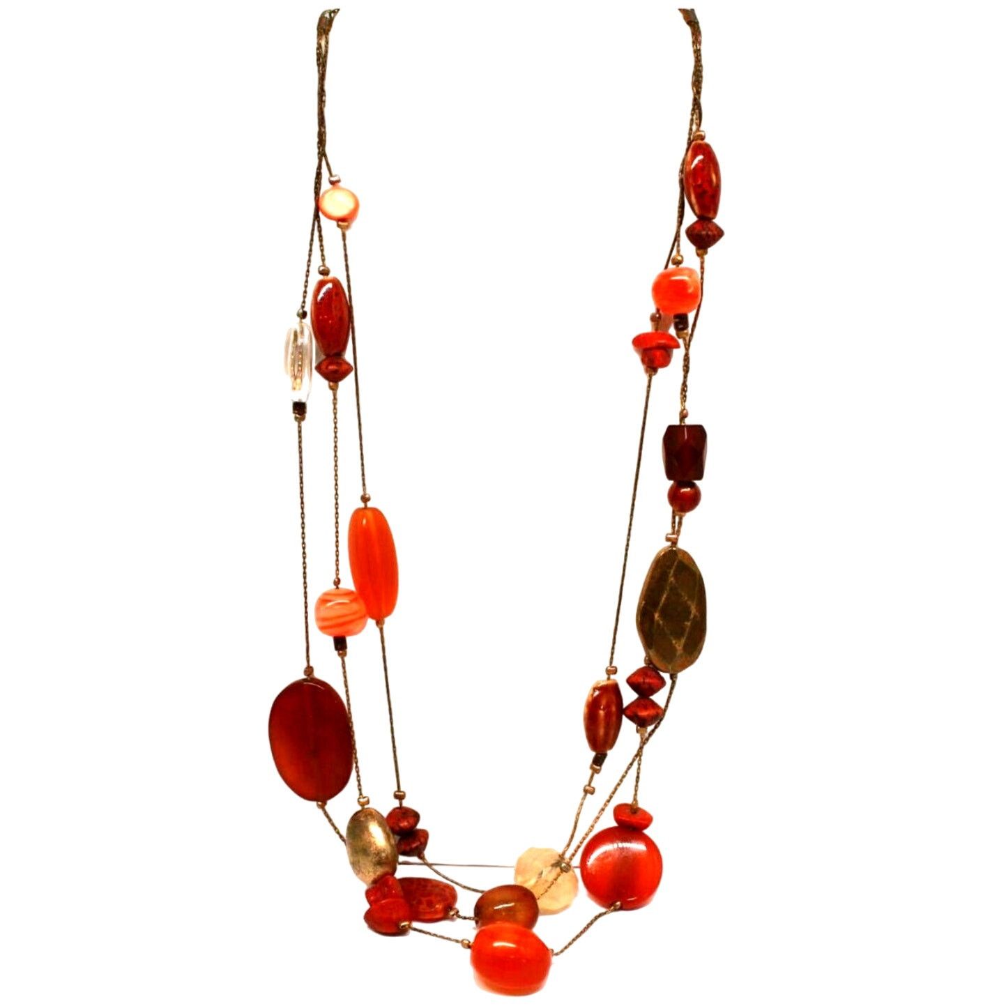 Coldwater Creek Coldwater Creek Multi-Strand Glass Bead Rust Orange Necklace Size ONE SIZE - 1 Thumbnail