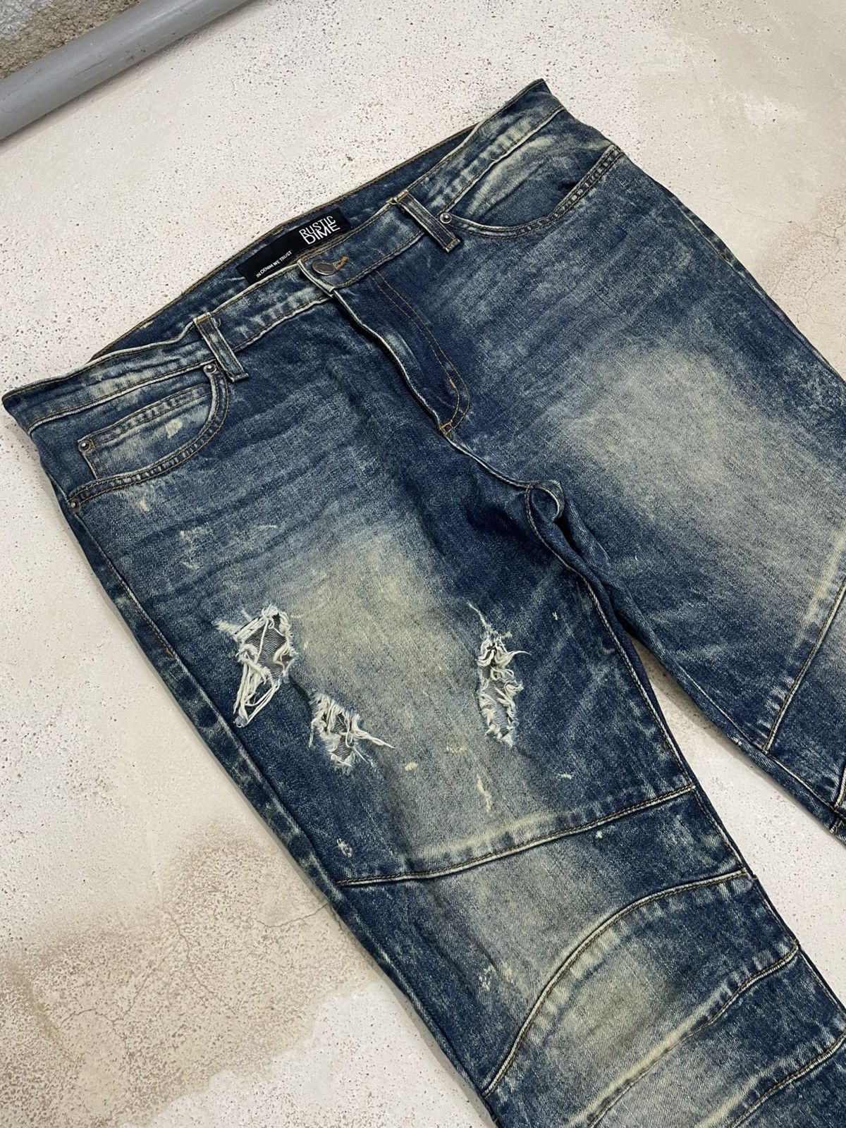 Other Rustic Dime Crazy Mudwash Distressed Biker Style Denim Pants Size US 34 / EU 50 - 3 Thumbnail