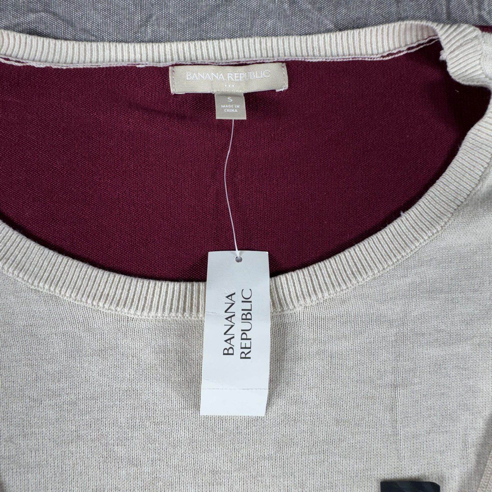 Banana Republic Banana Republic Sweater Women's S Beige Burgundy Cotton NEW Size S / US 4 / IT 40 - 2 Thumbnail