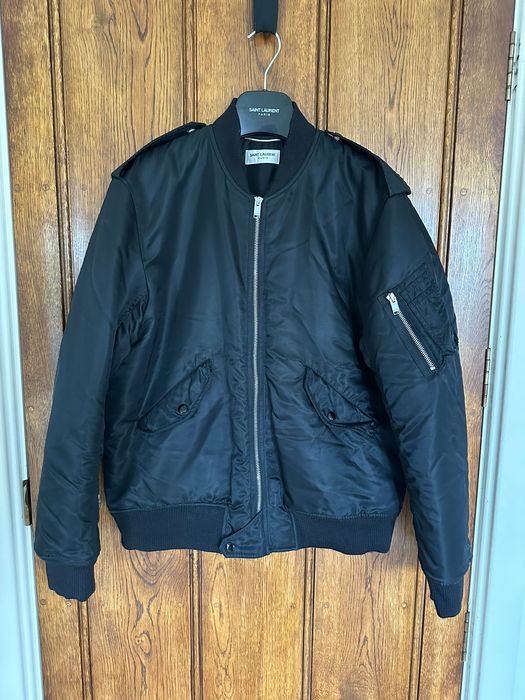 Saint Laurent Paris $2490 Saint Laurent MA-1 black bomber jacket Grail ...