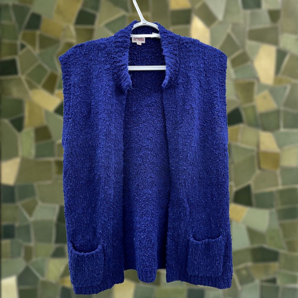 Vintage Womens Amelia Cardigan Size Large Blue Sleeveless Open Front Size L / US 10 / IT 46 - 1 Thumbnail